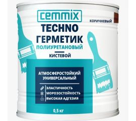 Герметик полиуретановый CEMMIX ""Кистевой"", банка 0,5 кг, цвет коричневый 85498732 