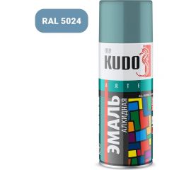 Аэрозольная краска в баллончике KUDO высокопрочная алкидная универсальная глянцевая RAL 5024 серо-голубая KU-10114 