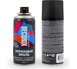 Аэрозольная акриловая эмаль Decorix (универсальная; черный; глянцевый; 210 мл) 0110-01 DX 