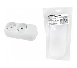 Розеточная колодка TDM 2 гнезда 2П+З 16А 250В белая серии Народная SQ1806-0414 