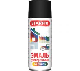 Аэрозольная универсальная краска-эмаль STARFIX (черный 9011; матовый; 520 мл) SM-103039-1 