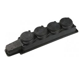 Штепсельная колодка NE-AD 4-гнезда с крышкой, с заземлением, 16А, IP54, каучук, 4104 