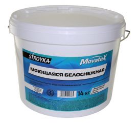 Водоэмульсионная краска Movatex Stroyka моющаяся, белоснежная, 14 кг Т31720 