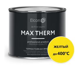 Термостойкая краска для металла, печей, мангалов, радиаторов, дымоходов, суппортов Elcon Max Therm желтая, 400 градусов, 0,4 кг 00-00002919 