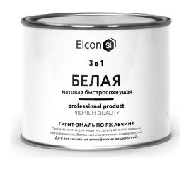 Быстросохнущая грунт-эмаль по металлу Elcon (3 в 1 по ржавчине; матовая; белая; 0,4 кг) 00-00462640 