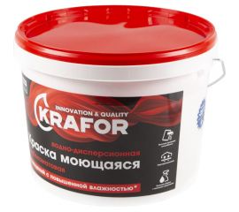 Интерьерная краска Krafor водно-дисперсная моющаяся глубокоматовая 14 кг 26955 