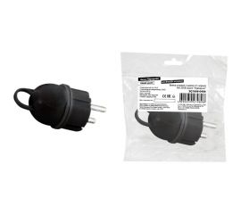 Угловая вилка TDM с ушком с заземлением, черная 16А, 250В, серии ""Народная"" SQ1806-0406 