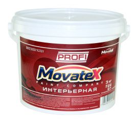 Водоэмульсионная интерьерная краска Movatex PROFI супербелая, моющаяся, 3 кг Т04681 