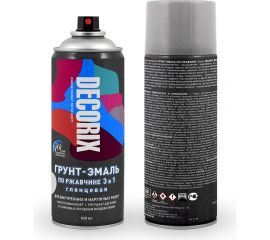 Аэрозольная грунт-эмаль по ржавчине 3 в 1 Decorix (серебристый; глянцевый; 520 мл) 0106-25 DX 