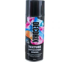 Аэрозольная текстурная краска Decorix Texture (структурная; матовая; черный; 520 мл) 0148-02 DX 