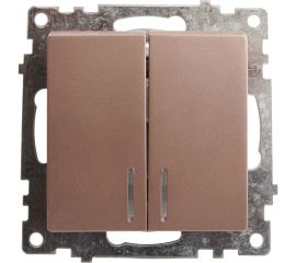 2-клавишный выключатель STEKKER с индикатором (механизм), GLS10-7102-02, 250В, 10А, серия Катрин, 39593 