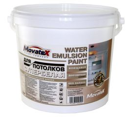 Водоэмульсионная краска для потолков Movatex супербелая, моющаяся, 6 кг Т02323 