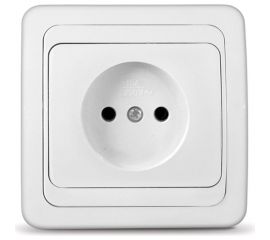 Одноместная розетка UNIVersal Валери без заземления, скрытой установки, защитные шторки, 16А, 220В, белая еврослот В0022x 