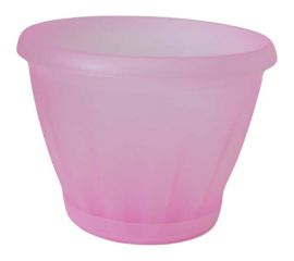 Горшок с поддоном Материя Пластика Знатный полупрозрачный розовый, диам. 140 мм, 1 л 042756 