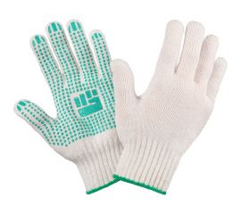 Трикотажные перчатки Фабрика перчаток, стандарт, с ПВХ, 7.5 класс, 5 нитей, белые, р.М 5-75-СТ-БЕЛ-(M) 