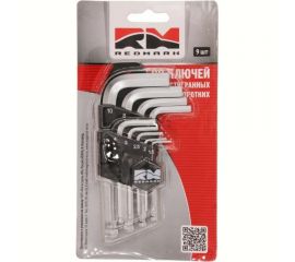 Набор коротких шестигранных ключей с шаром REDMARK 1.5, 2, 2.5, 3, 4, 5, 6, 8, 10 мм, 9 шт. RM93302 