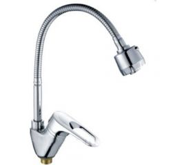 Смеситель для кухонной мойки Haiba латунь, с высоким гибким изливом, хром HB4304-3 