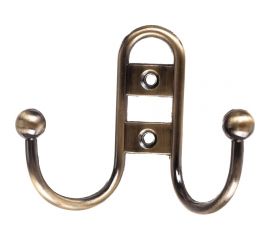 2-х рожковый крючок СКОБЯНОЙ прут. бронза 002420 