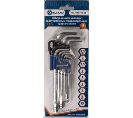 Набор угловых шестигранных ключей с шаром 9шт КОБАЛЬТ 020401-09 