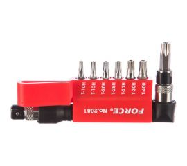 Г-образная отвертка с комплектом бит торкс с отверстием FORCE 1/4" 8 предметов 2081 