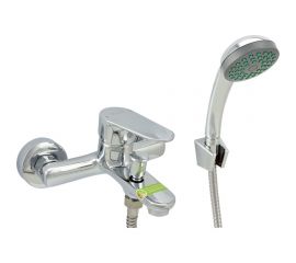 Ванно-душевой одноручный смеситель Eleanti со шлангом, хромированной лейкой и кронштейном 0402.837 