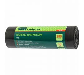 Пакеты для мусора (200 л, 10 шт., пвд, короткий ролик, тип дна Звезда) СИБРТЕХ 92747 