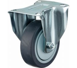 Колесо неповоротное (100 мм; грузоподъемность 100 кг; термопластичная серая резина; полипропилен) СТЕЛЛА-ТЕХНИК N48100TPRF 