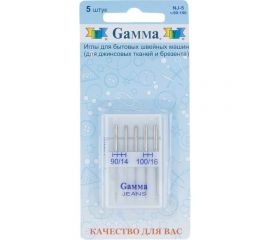 Иглы для бытовых швейных машин для джинсы NJ-5 №90-100 5 шт. Gamma 93315 