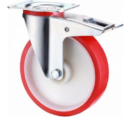 Опора колесная поворотная с тормозом (125 мм; 160 кг; полиуретан) Longway SNPb 55 