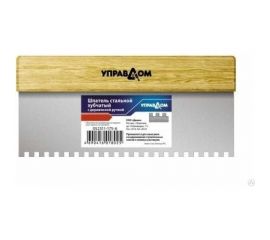 Стальной шпатель Управдом зубчатый, с деревянной ручкой, ширина 175 мм 4100002448 