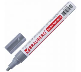 Лаковый маркер-краска 2-4 мм, серебряный, нитро-основа, алюминиевый корпус BRAUBERG 150875 