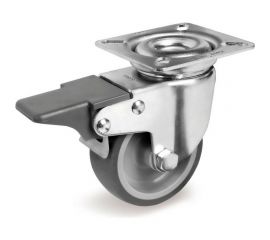 Колесо аппаратное поворотное с панелью и тормозом (80 мм; 70 кг) Tellure rota 388203 