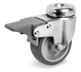 Колесо аппаратное поворотное с отверстием под болт и тормозом (50 мм; 40 кг) Tellure rota 387201 