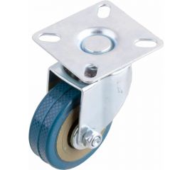 Опора колесная поворотная на площадке 50 мм пласт/резина синяя Стройбат 556190 