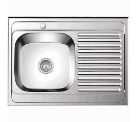 Мойка LEDEME нержавеющая сталь, накладная 800х600х180, 0.8 мм, выпуск 3 1/2, левая чаша ГЛЯНЦЕВАЯ L98060-L 869570 