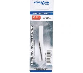 Сверло по металлу, вышлифованный профиль, 1.2х38 мм, 2 шт, угол заточки 135 гр Уп��авдом ​​​​​​​4100000889 