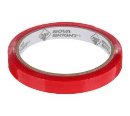 Двухсторонняя клейкая лента Nova Bright fusion красный + прозрачный (акриловая основа), 20 мм х 2 м 46664 
