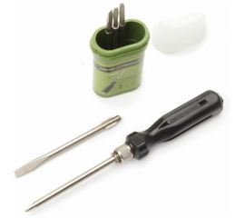 Цанговая отвертка Дело Техники с вставками 5 шт, 110 мм, шлиц 6, 5, 3 мм, РН1,РН2 708050 