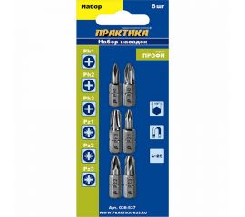 Набор бит (6 шт; PH; PZ; 25 мм) ПРАКТИКА 036-537 