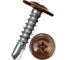 Саморез с прессшайбой крепежная техника коричневый, 4,2x16, ral 8017, сверло, 50 шт. 10658 