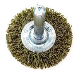 Щетка дисковая для дрели 40x6 мм, хв-к 6 мм, проволока гофр. латунир-я сталь 0.30 мм SIT 0886 