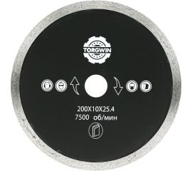 Диск алмазный сплошной для керамогранита TGS 200х1.7/2.2х10х25.4 мм TORGWIN S62011 