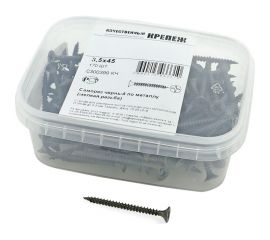 Саморез Качественный КРЕПЕЖ 3.5x45 мм, потай, частая резьба, оксид, 170 шт 0300399 КЧ 