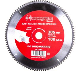 Диск пильный твердосплавный Special (305х30/25.4 мм; 100 зубов) MONOGRAM 087-287 