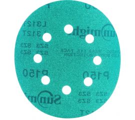 Круг шлифовальный FILM L312TV (100 шт; 125 мм; на липучке; 8 отв; зелёный; P150) SUNMIGHT 53209 