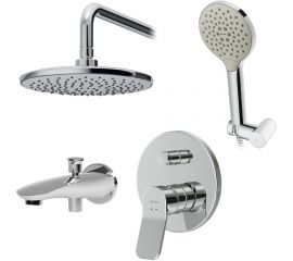 Набор: смеситель для ванны/душа AM.PM, X-Joy верхний душ, с держателем, душевой набор, излив FB85A10020 