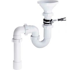 Прямоточный сифон ORIO с разрывом потока струи 1 1/2x40мм с круглой приемной воронкой D-113мм,крепежным комплектом и переходной трубой 40x40/50мм RS-41078 