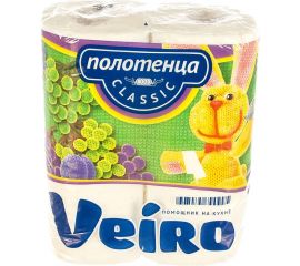 Полотенца бумажные бытовые VEIRO спайка 2 шт, 2-х слойные, белые 5п22 123212 