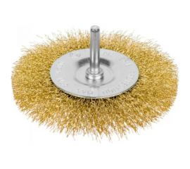 Щетка-крацовка дисковая со шпилькой, витая латунированная проволока, 100 мм GROSSMEISTER 021118003 