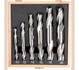 Набор фрез концевых 2-х сторонних по металлу из 6 шт, 10,12,14,16,18,20 мм, Z=3, Р18 CNIC 53667 